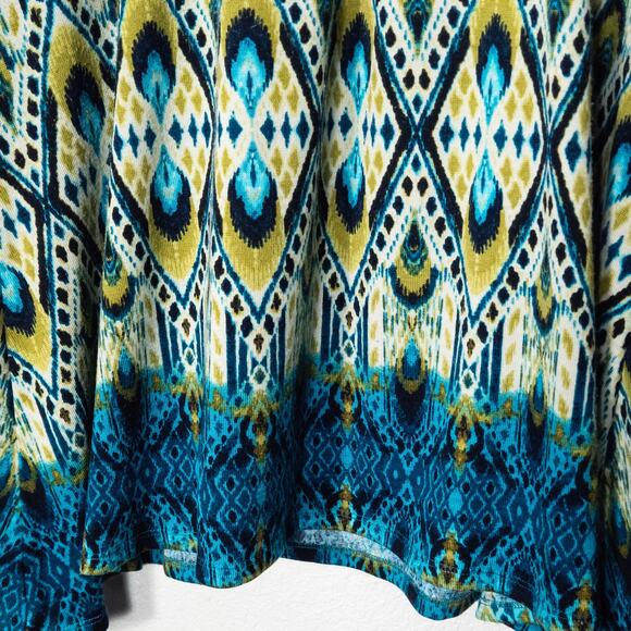 Ruby Rd Tunic Top Long Sleeve Blue Green Paisley Size L Bold Print - Picture 5 of 7